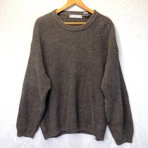 Vintage 90s Basix Flecked Sweater Mens XLT XL Tall Brown Speckled Relaxed Cabin